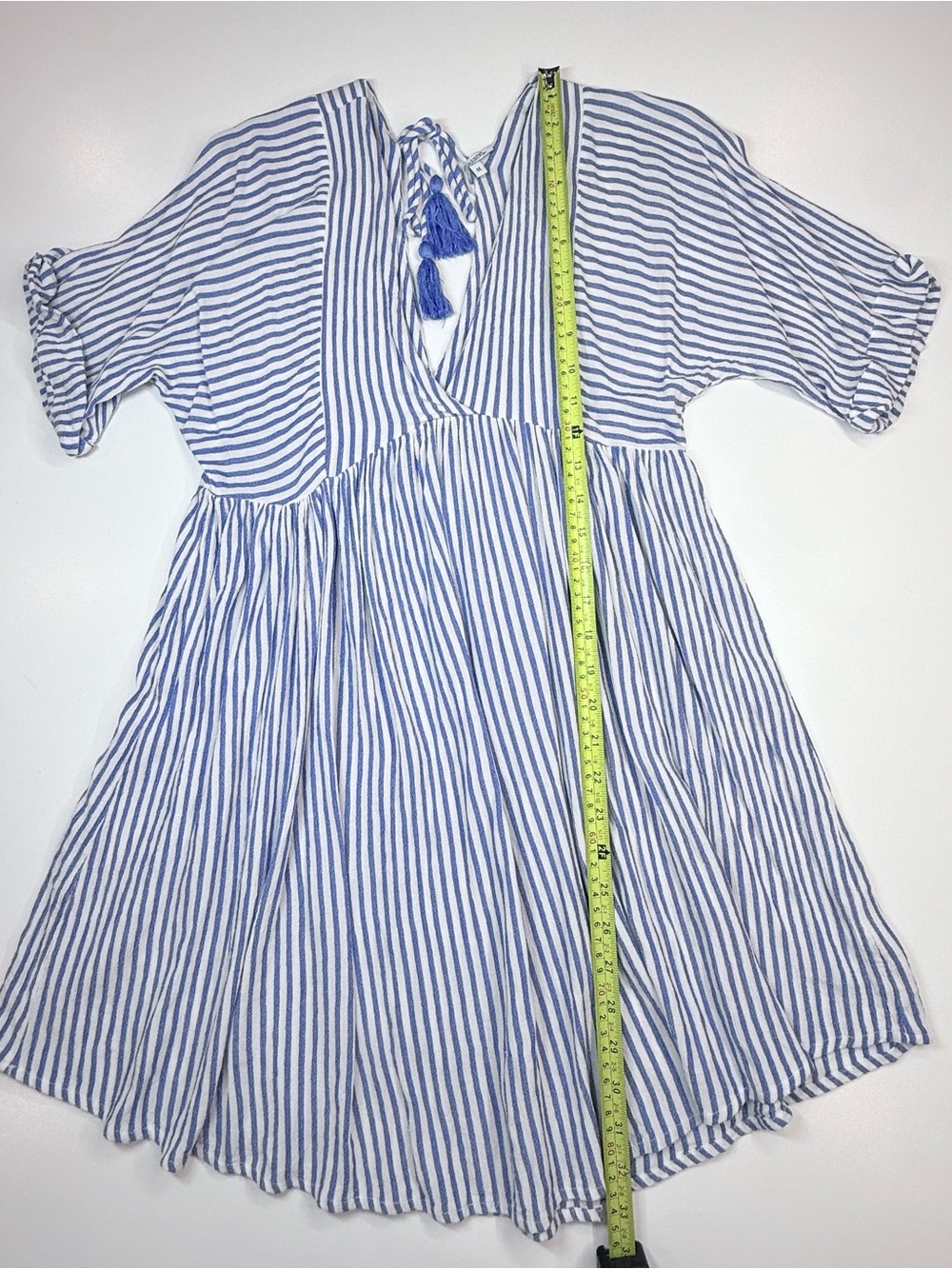 Blue Island Striped Tassel Tie Beach Swim Coverup Dress Size M - Picture 7 of 11